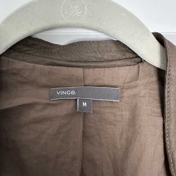 Vince Leather Scuba Jacket Taupe Size M - Picture 4 of 5